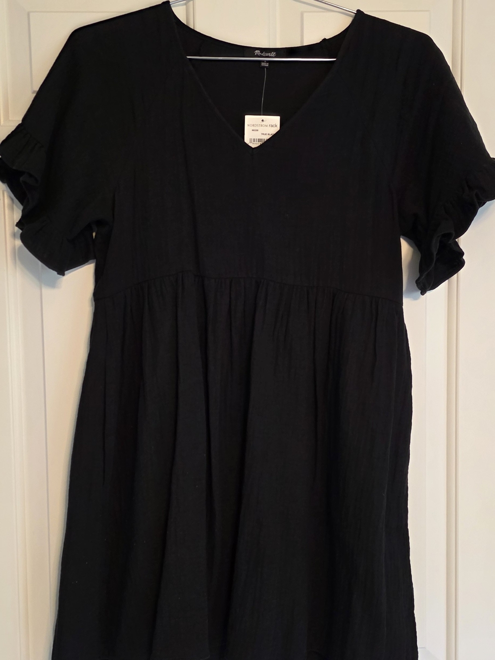 Madewell Black V-Neck Ruffled Sleeve Casual Kids Dress